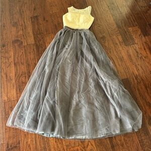 Formal Two Piece Lace Top and Tule Skirt Dress